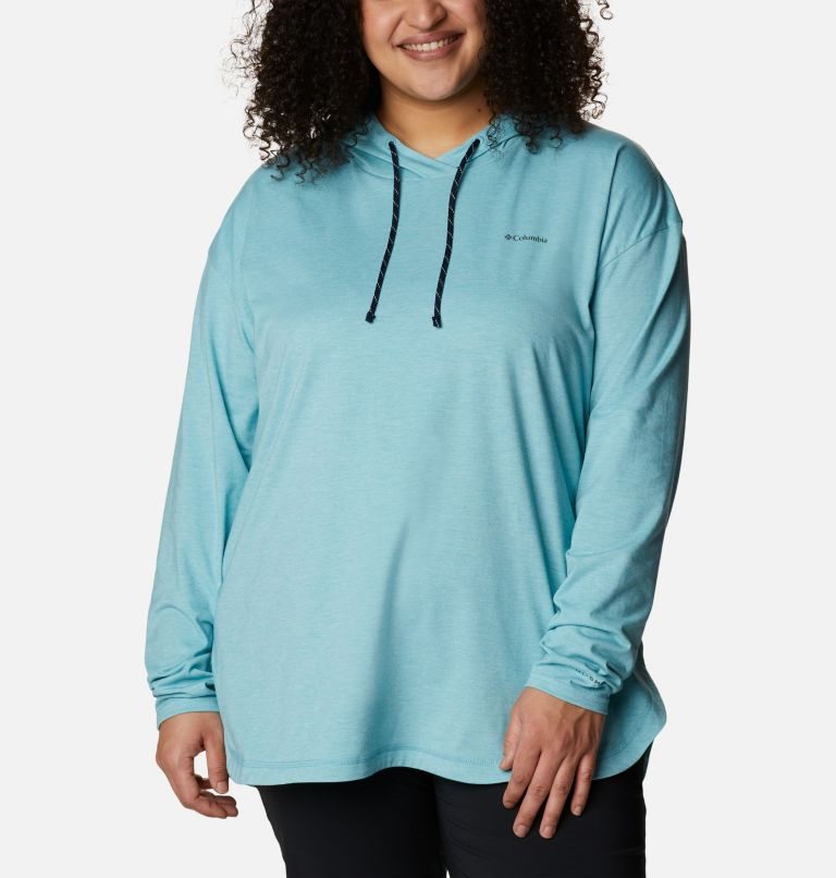 Columbia Sun Trek Pullover Hettegensere Dame Turkis | Plus Size 35086G